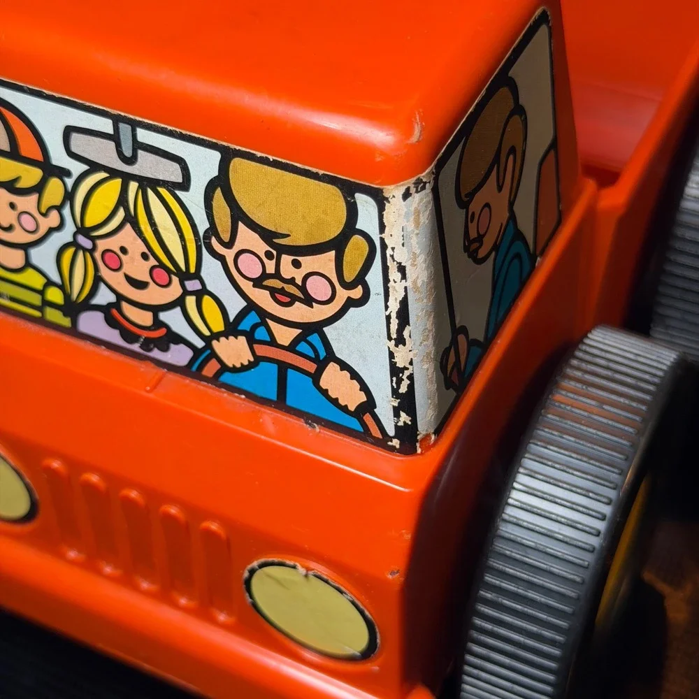 Vintage Tupperware Toys Orange Family Jeep Roller Sponge Toy Truck Made in USA